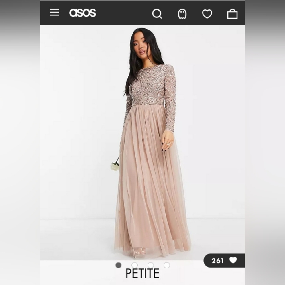 ASOS Maya Petite Bridesmaid long sleeve maxi dress